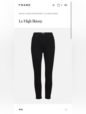 NWOT FRAME Le High Skinny Jeans in Film Noir Black Style # LHSK403